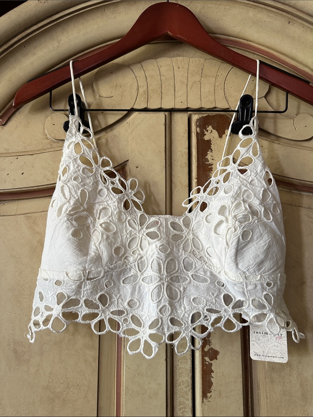NWT Free People Optic White Floral Lace Eyelet Bralette size Medium
